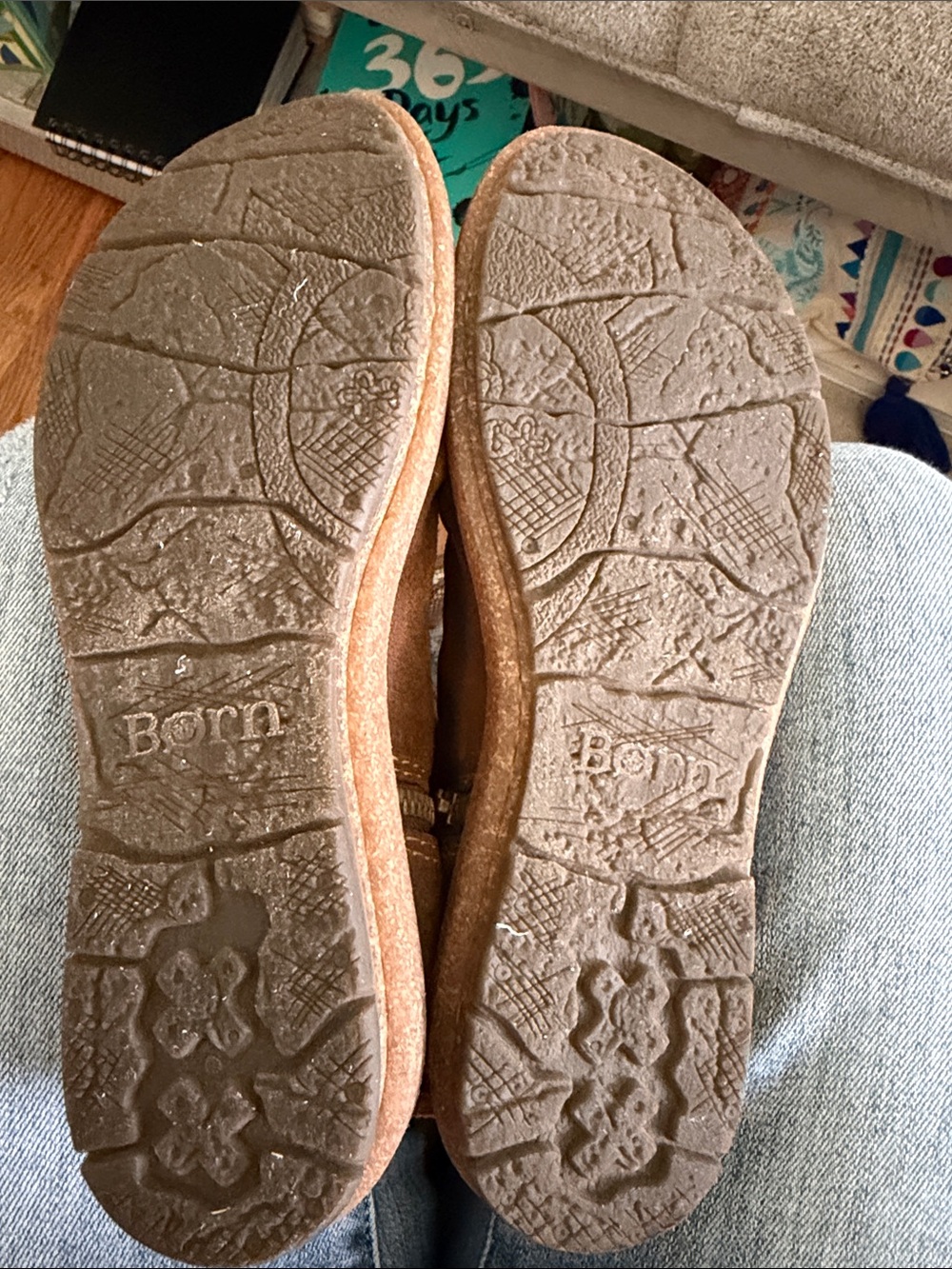 Born Tan Suede Ankle Boots with Side Zipper - Picture 10 of 11